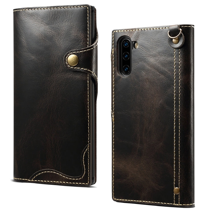 Denior Oil Wax Cowhide Magnetic Button Horizontal Flip Leather Case with Card Slots & Wallet, For Galaxy Note9, For Huawei Mate 20, For Galaxy S10, For Galaxy S10e, For Galaxy S10 Plus, For Galaxy Note 10