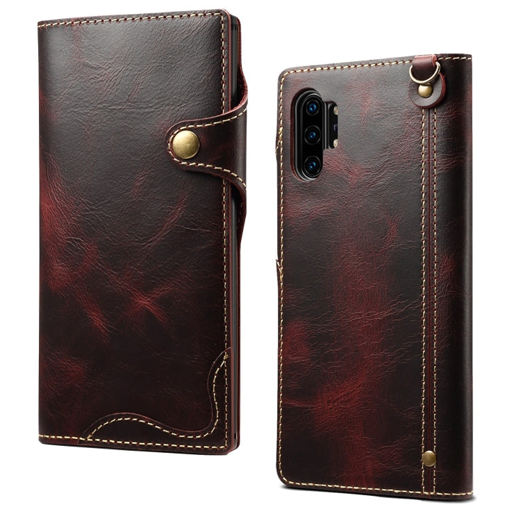 Denior Oil Wax Cowhide Magnetic Button Horizontal Flip Leather Case with Card Slots & Wallet, For Galaxy Note 10 Plus, For iPhone 11, For iPhone 11 Pro, For iPhone 11 Pro Max