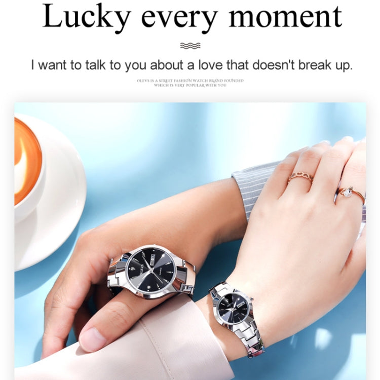 OLEVS 8697 Couple Fashion Waterproof Luminous Quartz Watch, OLEVS 8697 (Black)