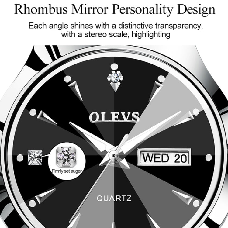 OLEVS 8697 Couple Fashion Waterproof Luminous Quartz Watch, OLEVS 8697 (Black + Rose Gold)