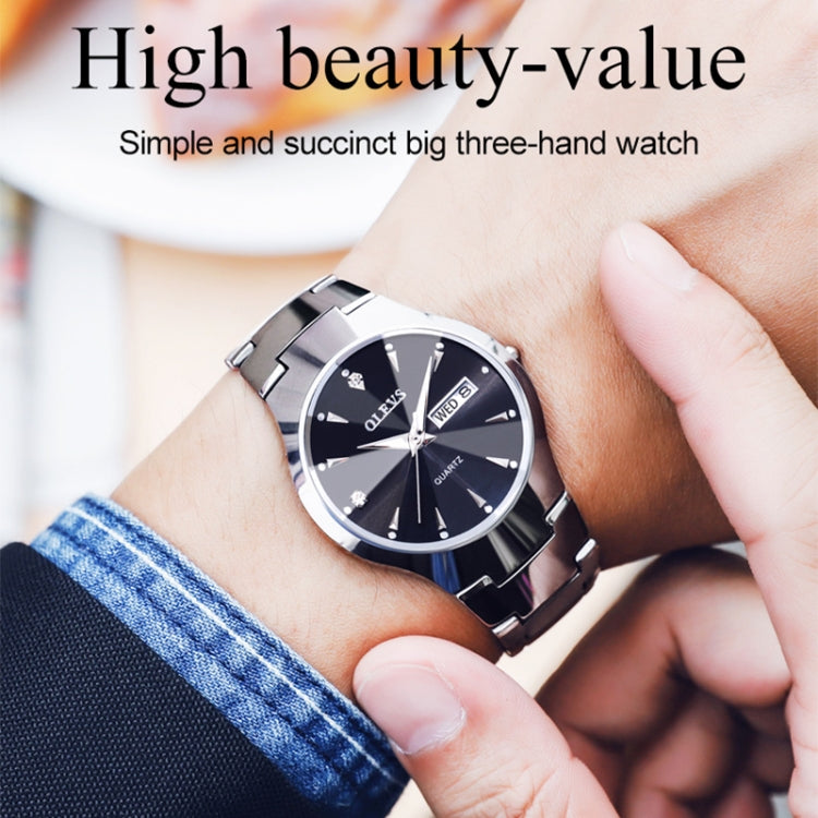 OLEVS 8697 Couple Fashion Waterproof Luminous Quartz Watch, OLEVS 8697 (Black + Rose Gold)