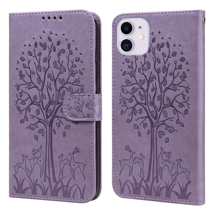 Tree & Deer Pattern Pressed Printing Horizontal Flip Leather Phone Case, For iPhone 13 Pro, For iPhone 13, For iPhone X / XS, For iPhone XR