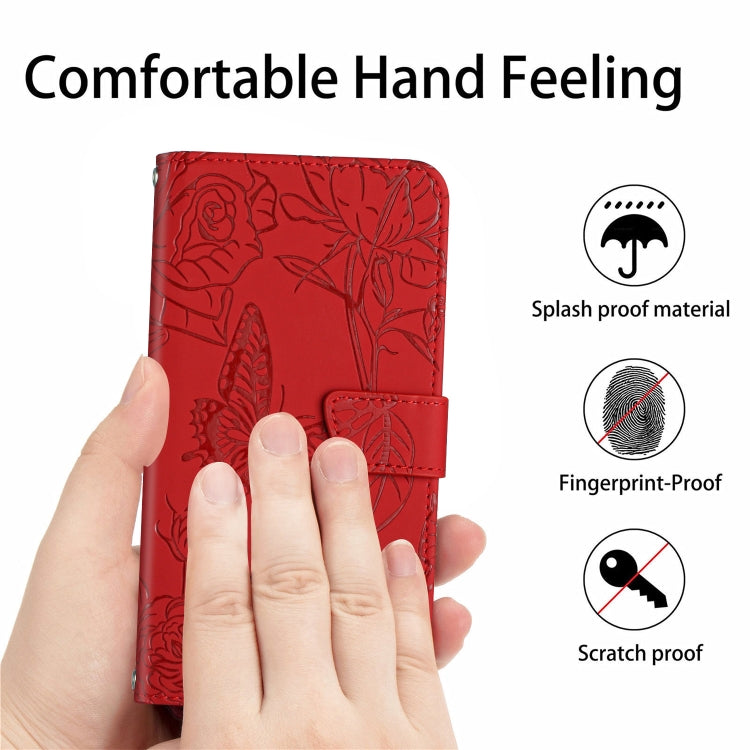 Skin Feel Butterfly Peony Embossed Leather Phone Case, For iPhone SE 2022 / SE 2020 / 8 / 7, For iPhone 8 Plus / 7 Plus, For iPhone 11, For iPhone 11 Pro