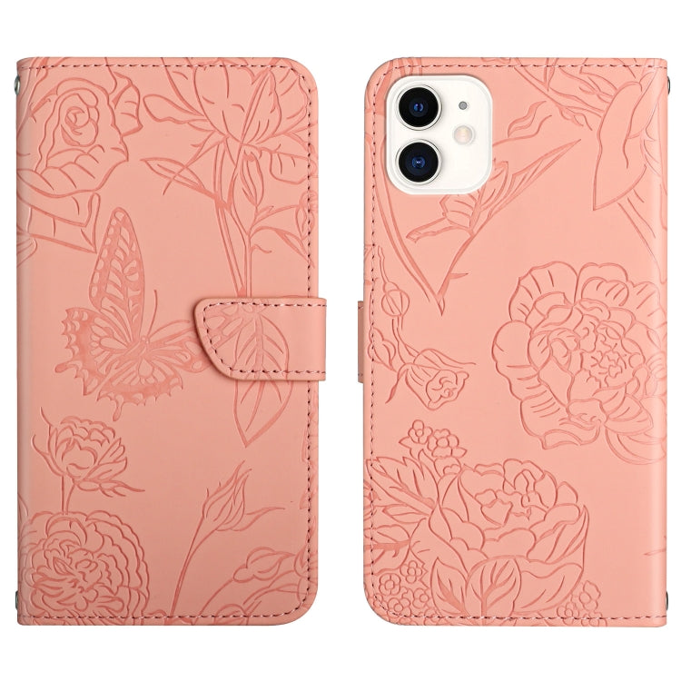 Skin Feel Butterfly Peony Embossed Leather Phone Case, For iPhone SE 2022 / SE 2020 / 8 / 7, For iPhone 8 Plus / 7 Plus, For iPhone 11, For iPhone 11 Pro