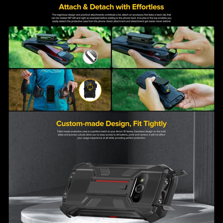 For Ulefone Power Armor 15 Ulefone Back Clip Phone Case with Carabiner, For Ulefone Power Armor 15