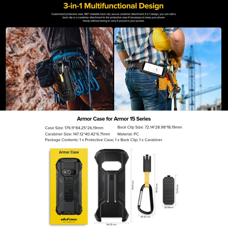For Ulefone Power Armor 15 Ulefone Back Clip Phone Case with Carabiner, For Ulefone Power Armor 15