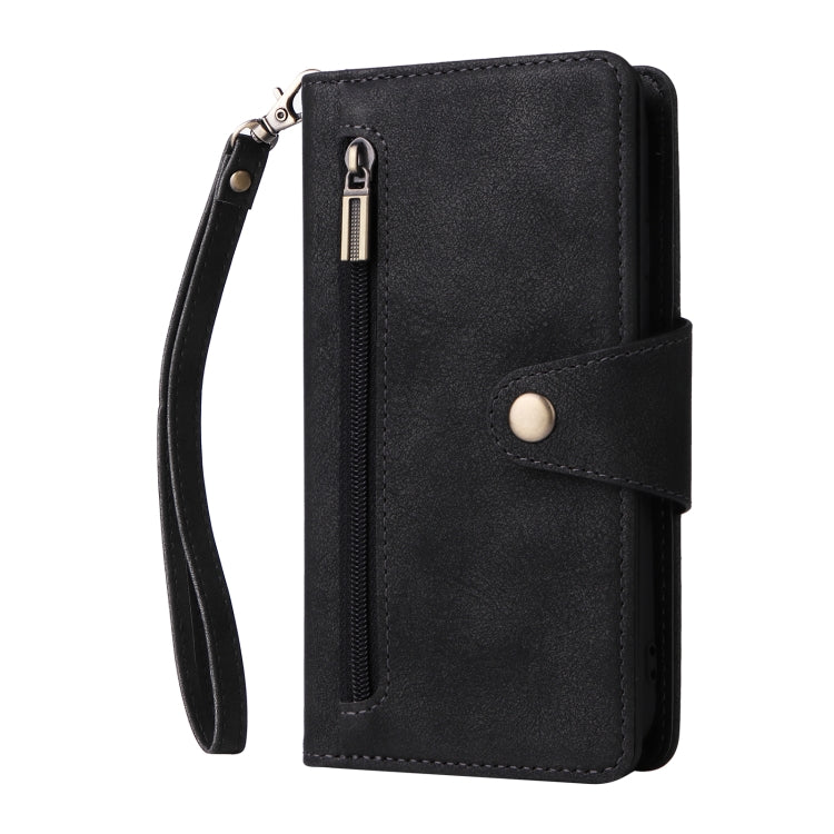 Rivet Buckle 9 Cards Three Fold Leather Phone Case, For iPhone 7/8/SE 2020, For iPhone 7 Plus/8 Plus, For iPhone 11, For iPhone 11 Pro