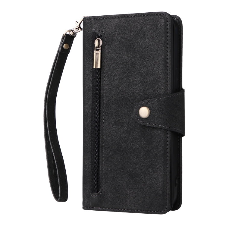 Rivet Buckle 9 Cards Three Fold Leather Phone Case, For iPhone 12, For iPhone 12 mini, For iPhone 12 Pro Max, For iPhone 13 mini
