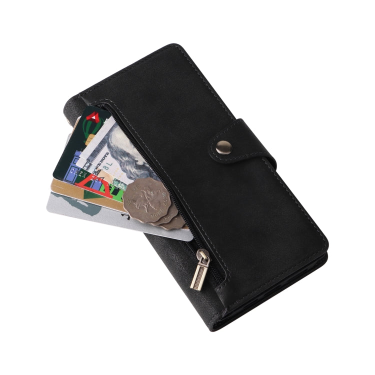 Rivet Buckle 9 Cards Three Fold Leather Phone Case, For iPhone 12, For iPhone 12 mini, For iPhone 12 Pro Max, For iPhone 13 mini