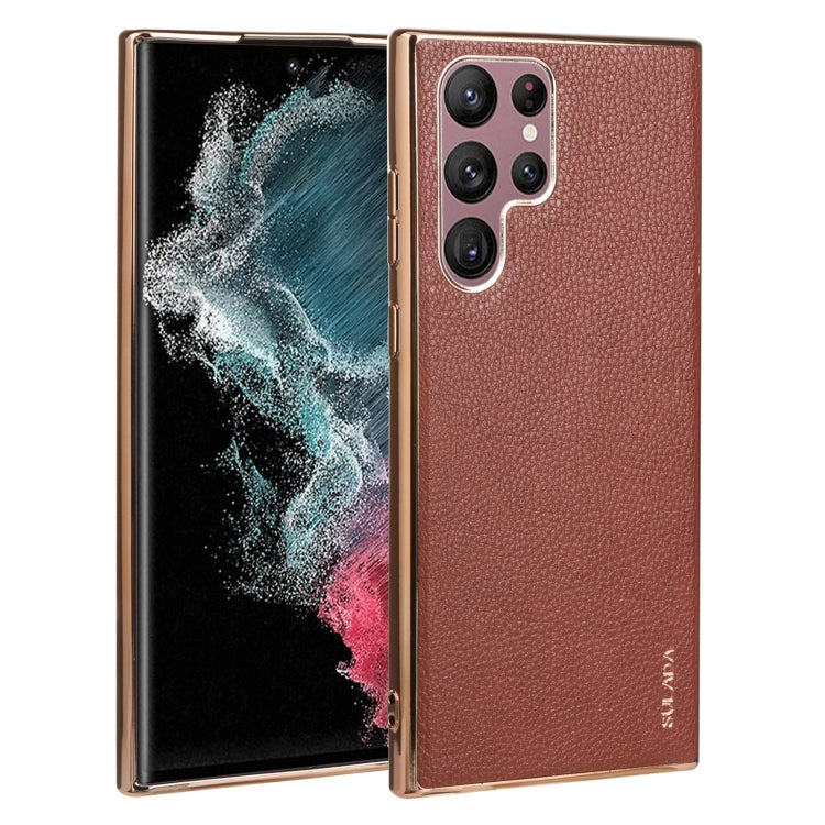 SULADA Shockproof TPU + Handmade Leather Phone Case, For Samsung Galaxy S22 5G, For Samsung Galaxy S22 Ultra 5G, For Samsung Galaxy S22+ 5G