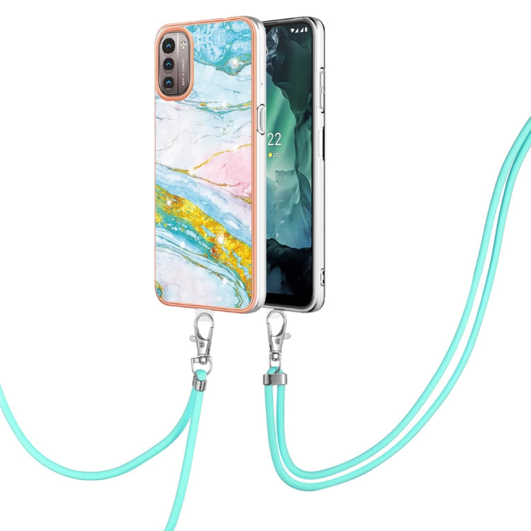 Electroplating Marble Pattern TPU Phone Case with Lanyard, For iPhone SE 2022 / SE 2020 / 8 / 7, For Motorola Moto G Stylus 2022, For Nokia G20 / G10, For Nokia G21 / G11