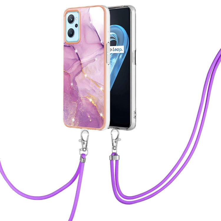 Electroplating Marble Pattern TPU Phone Case with Lanyard, For OPPO Realme 9i / A36 / A96 4G