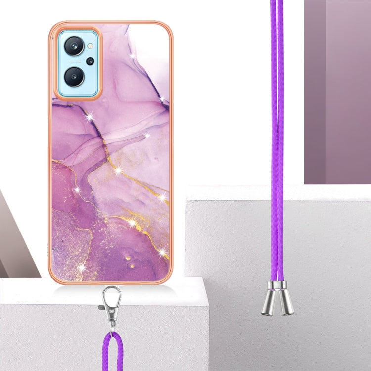 Electroplating Marble Pattern TPU Phone Case with Lanyard, For OPPO Realme 9i / A36 / A96 4G