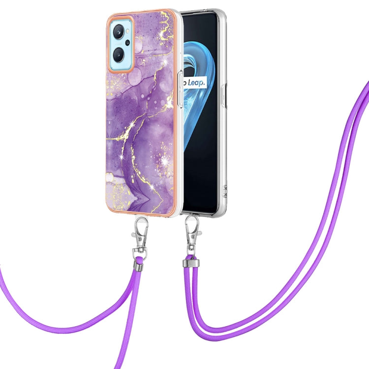 Electroplating Marble Pattern TPU Phone Case with Lanyard, For OPPO Realme 9i / A36 / A96 4G