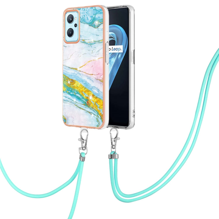 Electroplating Marble Pattern TPU Phone Case with Lanyard, For OPPO Realme 9i / A36 / A96 4G