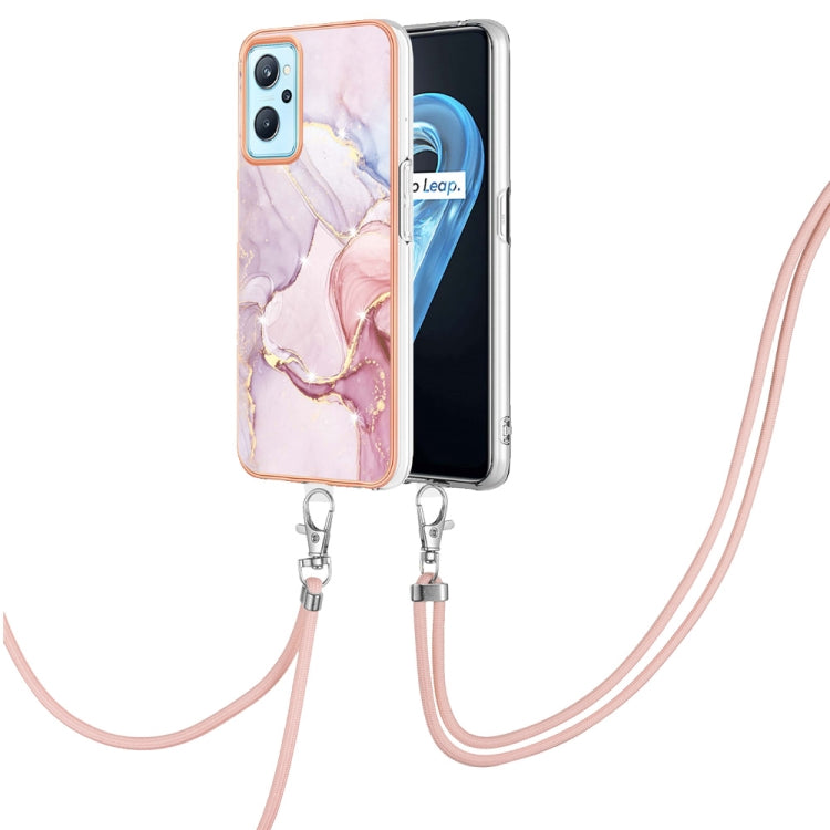 Electroplating Marble Pattern TPU Phone Case with Lanyard, For OPPO Realme 9i / A36 / A96 4G