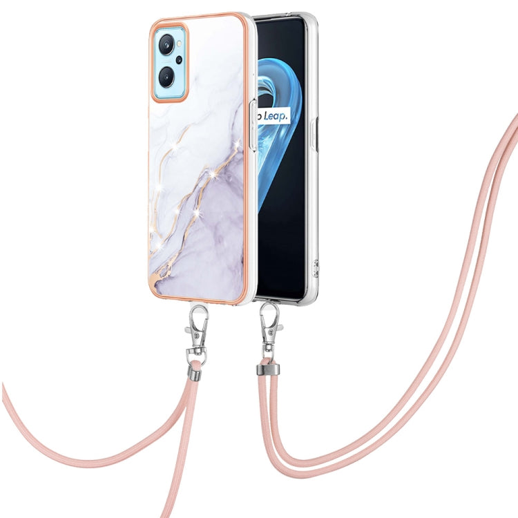 Electroplating Marble Pattern TPU Phone Case with Lanyard, For OPPO Realme 9i / A36 / A96 4G