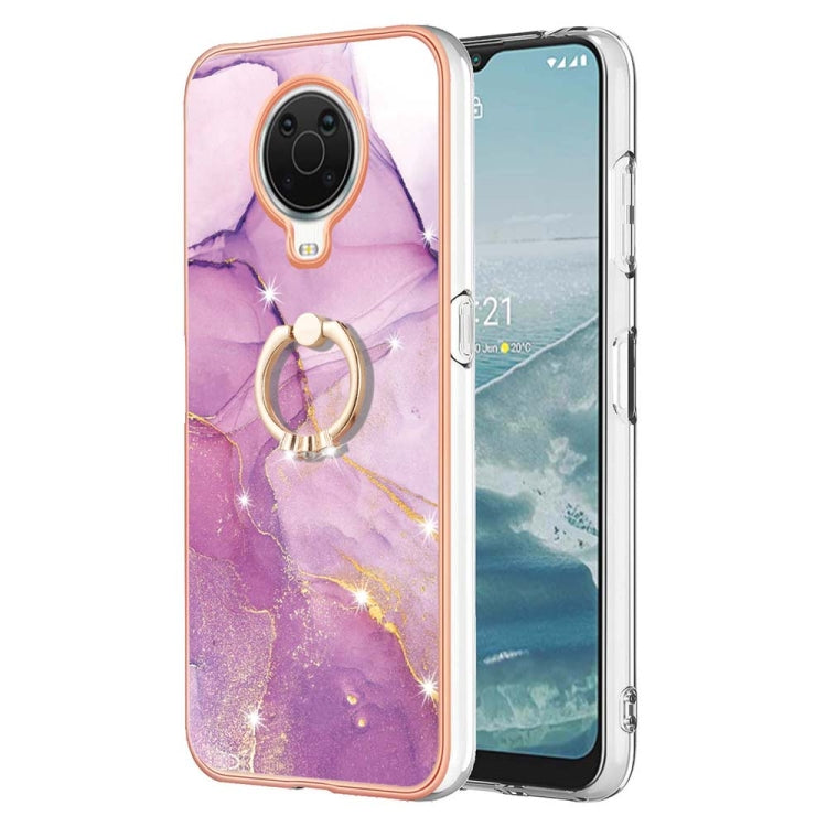 Electroplating Marble Pattern TPU Phone Case with Ring, For iPhone SE 2022 / SE 2020 / 8 / 7, For Motorola Moto G Stylus 2022, For Nokia G20 / G10, For Nokia G21 / G11