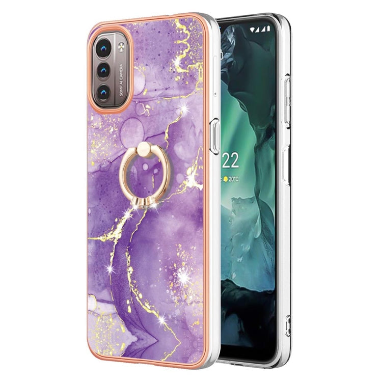Electroplating Marble Pattern TPU Phone Case with Ring, For iPhone SE 2022 / SE 2020 / 8 / 7, For Motorola Moto G Stylus 2022, For Nokia G20 / G10, For Nokia G21 / G11