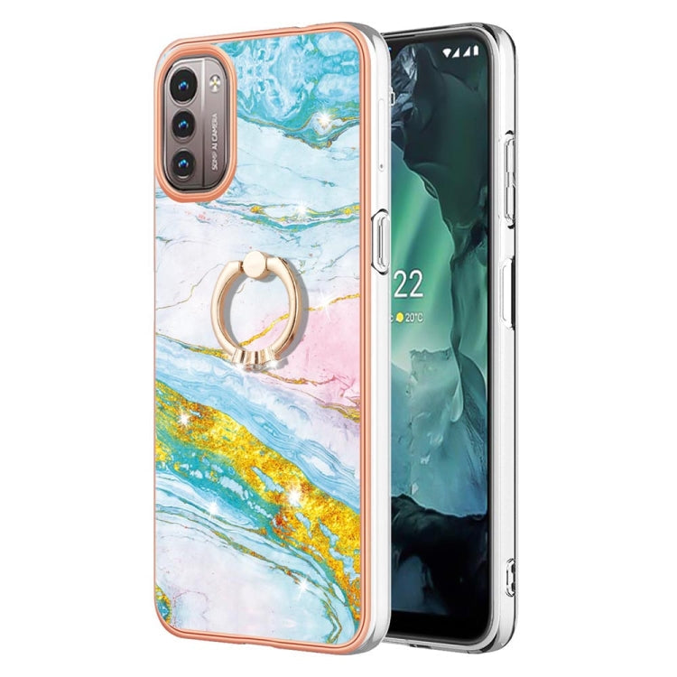 Electroplating Marble Pattern TPU Phone Case with Ring, For iPhone SE 2022 / SE 2020 / 8 / 7, For Motorola Moto G Stylus 2022, For Nokia G20 / G10, For Nokia G21 / G11
