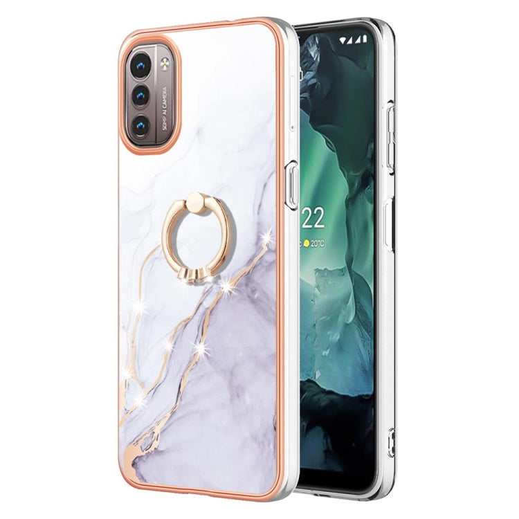 Electroplating Marble Pattern TPU Phone Case with Ring, For iPhone SE 2022 / SE 2020 / 8 / 7, For Motorola Moto G Stylus 2022, For Nokia G20 / G10, For Nokia G21 / G11