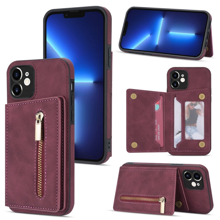 Zipper Card Holder Phone Case, For iPhone SE 2022 / 2020 / 8 / 7, For iPhone 8 Plus / 7 Plus, For iPhone 12 Pro, For iPhone 12 mini