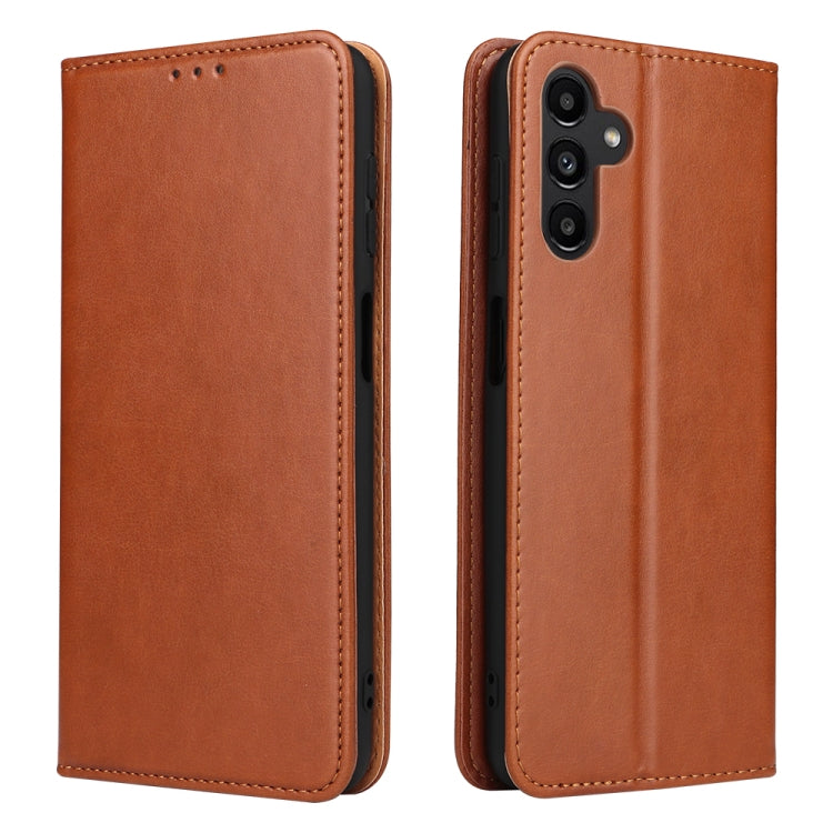 Fierre Shann PU Genuine Leather Texture Leather Phone Case, For Samsung Galaxy A02s, For Samsung Galaxy A13 5G, For Samsung Galaxy A33 5G, For Samsung Galaxy A53 5G, For Samsung Galaxy A73 5G, For Samsung Galaxy S21 FE 5G