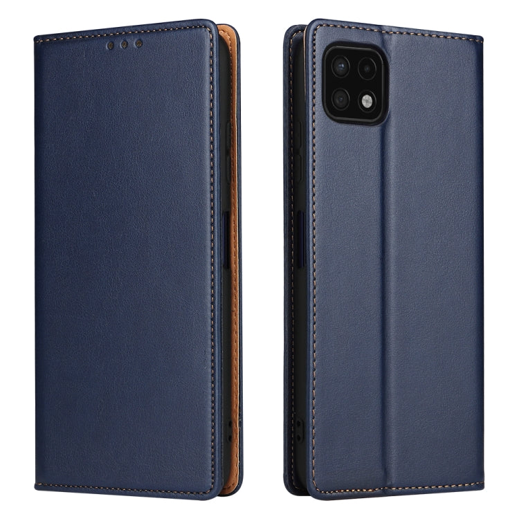 Fierre Shann PU Genuine Leather Texture Leather Phone Case, For Samsung Galaxy A22 5G