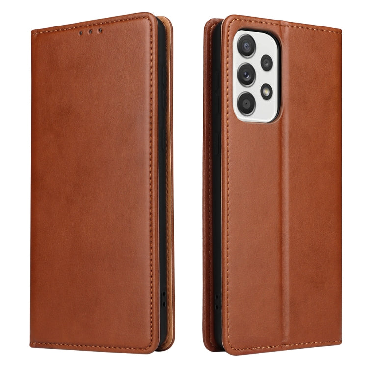Fierre Shann PU Genuine Leather Texture Leather Phone Case, For Samsung Galaxy A02s, For Samsung Galaxy A13 5G, For Samsung Galaxy A33 5G, For Samsung Galaxy A53 5G, For Samsung Galaxy A73 5G, For Samsung Galaxy S21 FE 5G