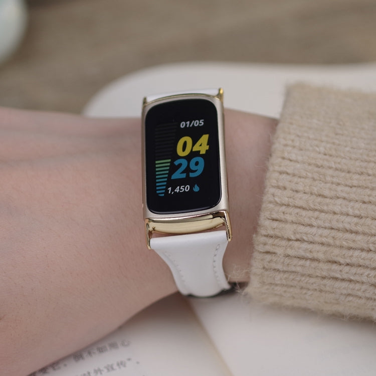 Mijobs Genuine Leather Slim Watch Band, For Fitbit Charge5