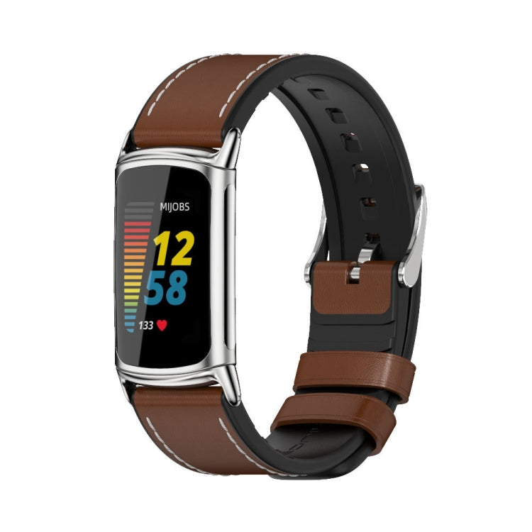 Mijobs TPU + Leather Watch Band, For Fitbit Charge5