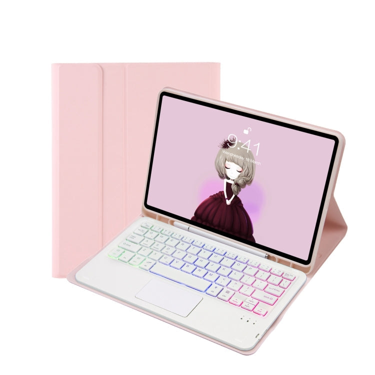 T07B-AS Skin Feel Pen Slot Touch Pad Bluetooth Keyboard Leather Tablet Case, For iPad 9.7 2018&2017 / Pro 9.7 / Air 2, For iPad 10.2 2021&2020&2019/Air 2019/Pro 10.5, For iPad Air 11 2025 / 2024 / Pro 11 2021&2020&2018                                  ...