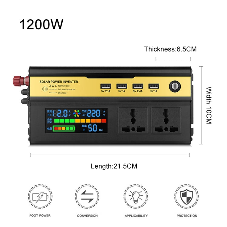 8896 1200W Car Smart Multi-functional Digital Display Inverter, 12V, 24V