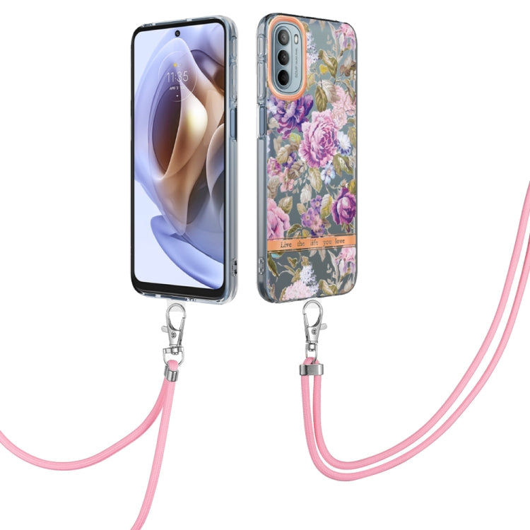 Flowers Series TPU Phone Case with Lanyard, For iPhone SE 2022/SE 2020/8/7, For Motorola Moto G Stylus 2022 4G, For Motorola Moto G31/G41, For Motorola Moto G51 5G