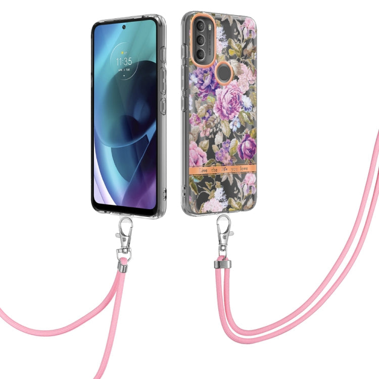 Flowers Series TPU Phone Case with Lanyard, For Motorola Moto G71 5G, For Motorola Moto G200, For Nokia G20/G10, For Nokia G21/G11