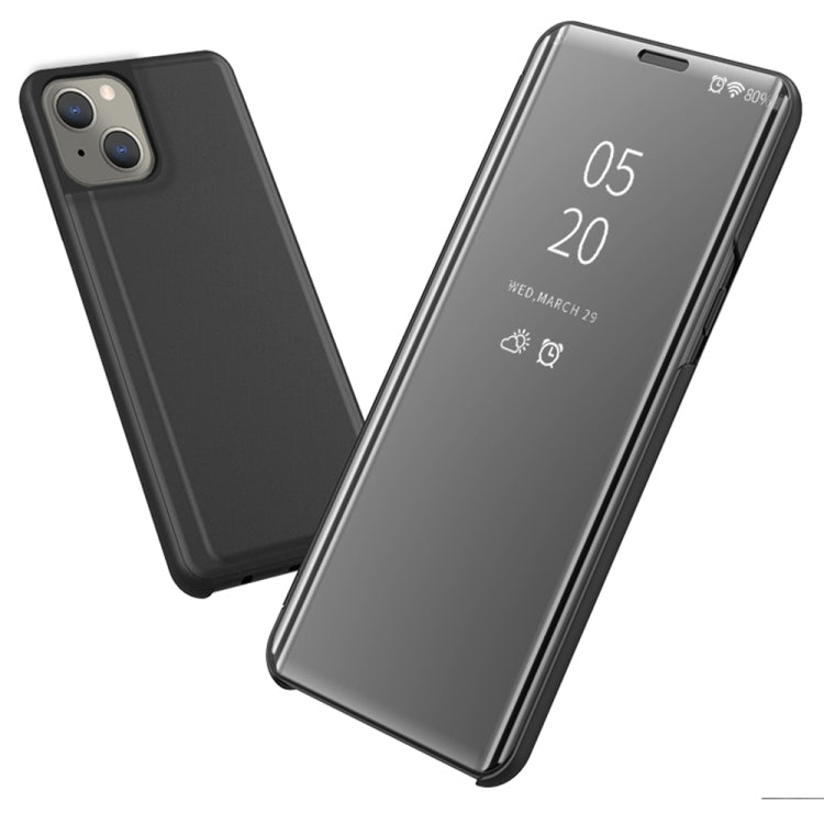 Plated Mirror Horizontal Flip Leather Phone Case with Holder, For iPhone 14, For iPhone 14 Plus, For iPhone 14 Pro