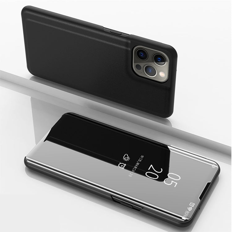 Plated Mirror Horizontal Flip Leather Phone Case with Holder, For iPhone 14, For iPhone 14 Plus, For iPhone 14 Pro
