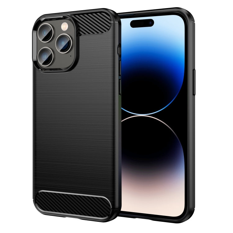 Brushed Texture Carbon Fiber TPU Phone Case, For iPhone 14 Plus, For iPhone 14, For iPhone 14 Pro, For iPhone 14 Pro Max