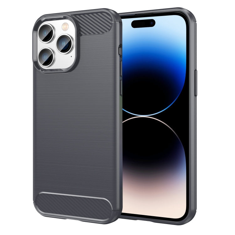 Brushed Texture Carbon Fiber TPU Phone Case, For iPhone 14 Plus, For iPhone 14, For iPhone 14 Pro, For iPhone 14 Pro Max