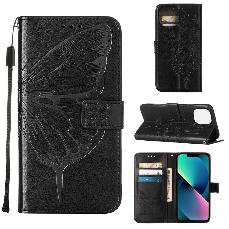 Embossed Butterfly Leather Phone Case, For iPhone 14, For iPhone 14 Plus, For iPhone 14 Pro