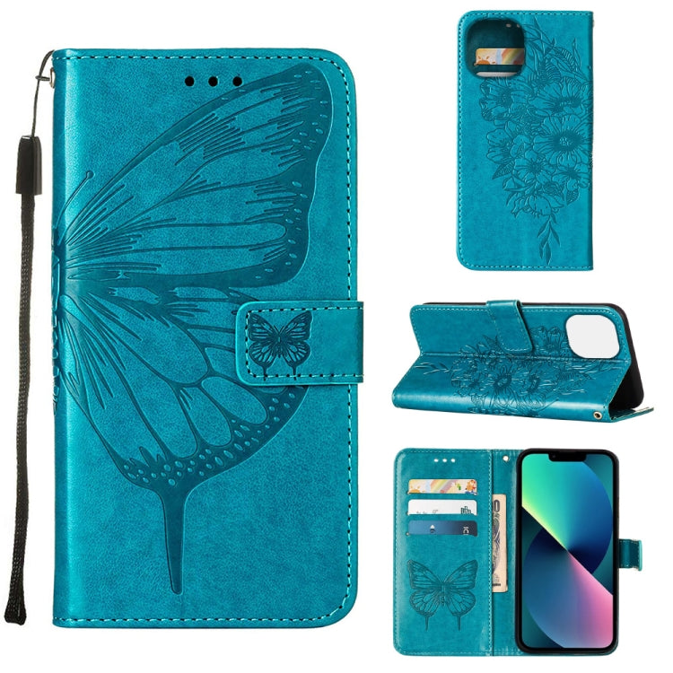 Embossed Butterfly Leather Phone Case, For iPhone 14, For iPhone 14 Plus, For iPhone 14 Pro