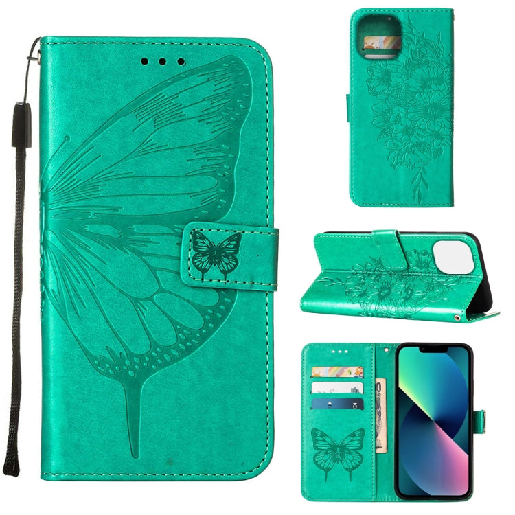 Embossed Butterfly Leather Phone Case, For iPhone 14, For iPhone 14 Plus, For iPhone 14 Pro