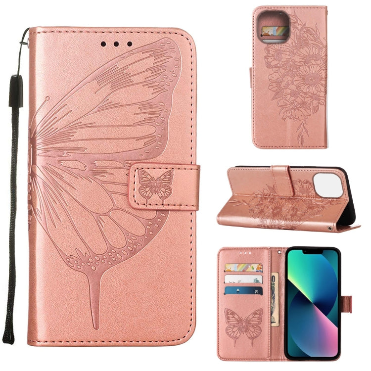 Embossed Butterfly Leather Phone Case, For iPhone 14, For iPhone 14 Plus, For iPhone 14 Pro