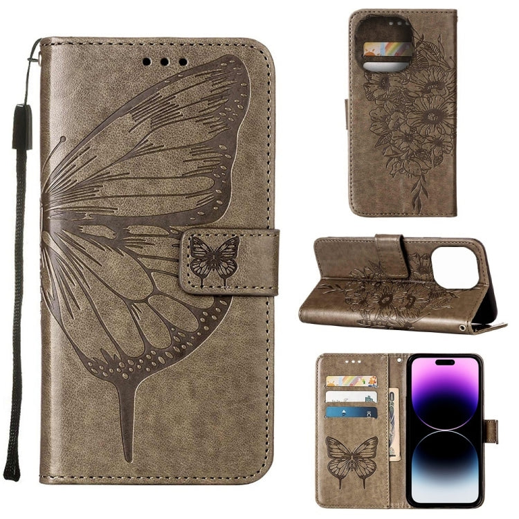Embossed Butterfly Leather Phone Case, For iPhone 14, For iPhone 14 Plus, For iPhone 14 Pro
