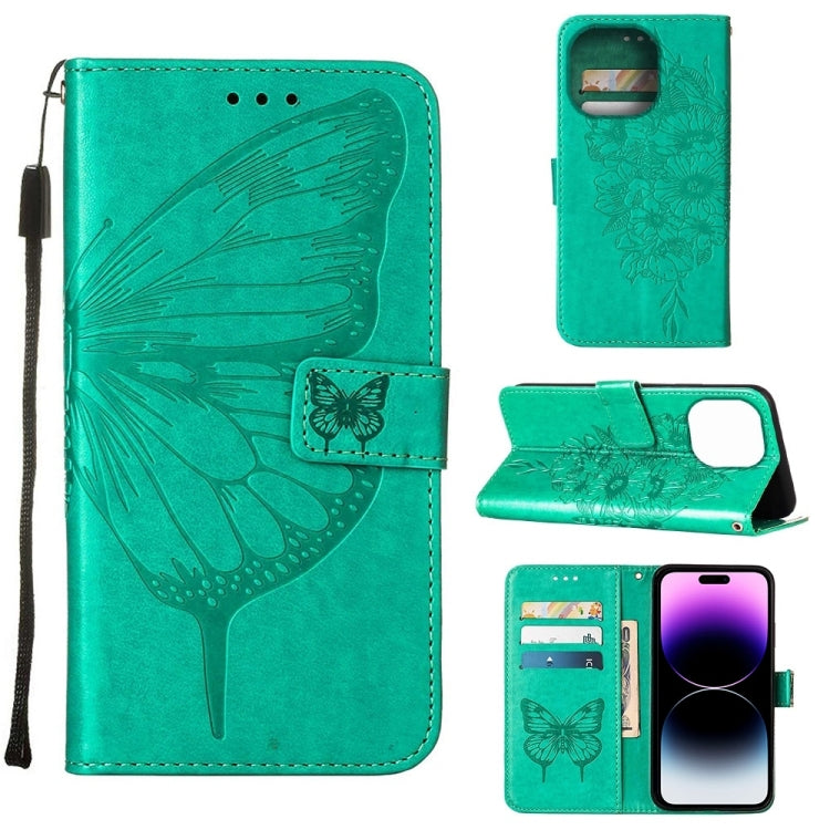 Embossed Butterfly Leather Phone Case, For iPhone 14, For iPhone 14 Plus, For iPhone 14 Pro