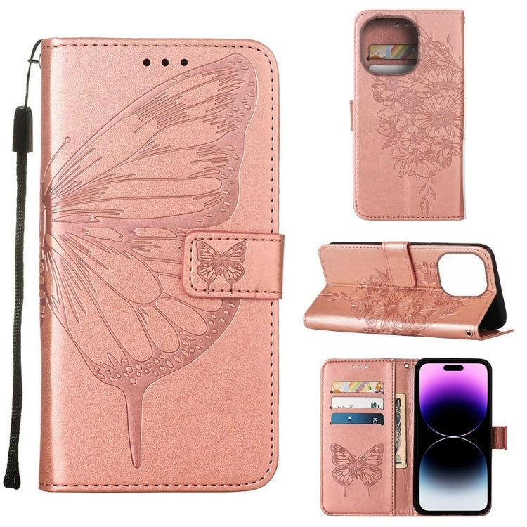 Embossed Butterfly Leather Phone Case, For iPhone 14, For iPhone 14 Plus, For iPhone 14 Pro