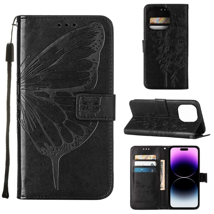 Embossed Butterfly Leather Phone Case, For iPhone 14, For iPhone 14 Plus, For iPhone 14 Pro