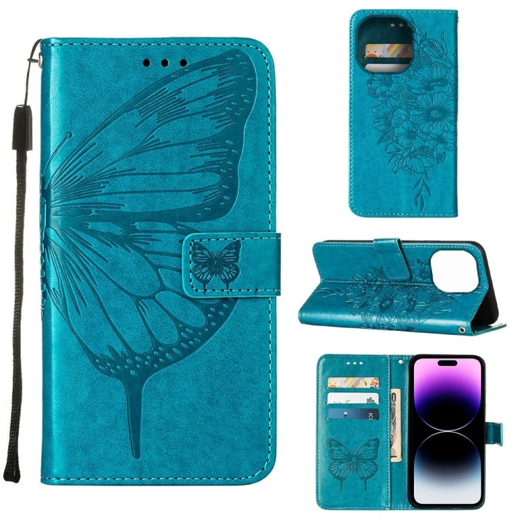 Embossed Butterfly Leather Phone Case, For iPhone 14, For iPhone 14 Plus, For iPhone 14 Pro