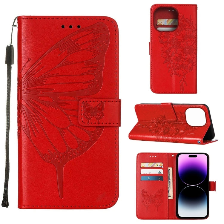 Embossed Butterfly Leather Phone Case, For iPhone 14, For iPhone 14 Plus, For iPhone 14 Pro
