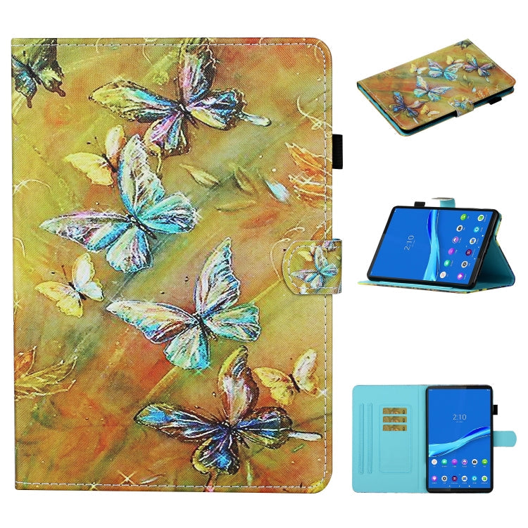 Coloured Drawing Stitching Smart Leather Tablet Case, For Lenovo Tab M10 Plus 10.6 3rd Gen 2022, For Lenovo Tab M10 3rd Gen